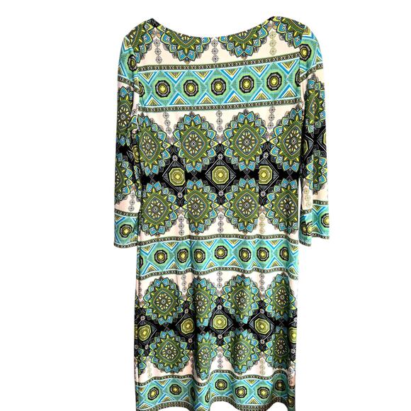 London Times 6 Green Women's Long Sleeve Maxi BOHO Dress Miss Size Small S - Picture 5 of 6